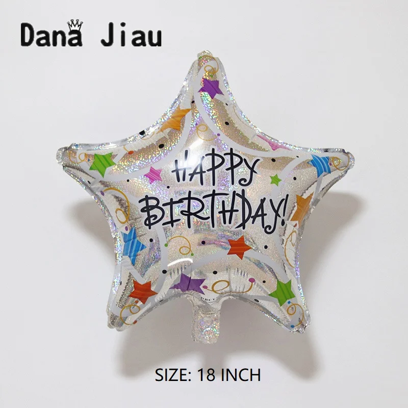 18inch High Quality Laser pentagram Star happy Birthday Aluminum Balloon Children Toys Party Decorative Balloons | Дом и сад