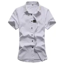 Новые модели персонализированные вышивка Для мужчин с короткими рукавами брендовая рубашка модные Повседневное одноцветное Цветная рубашка плюс Размеры 4XL 5XL 6XL 7XL