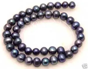 

SALE Big 9-10mm high quality Black Freshwater pearl Loose Beads 15.5"-los122 Wholesale/retail Free ship