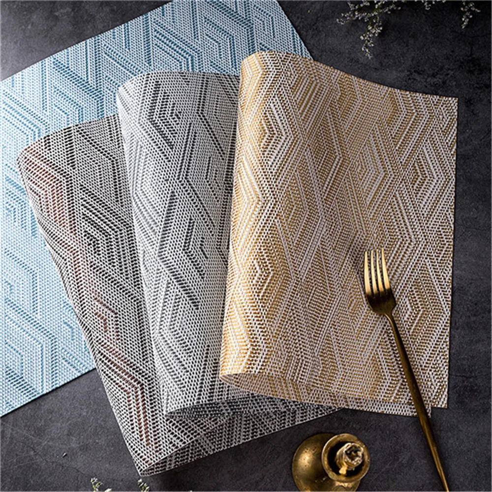 

Placemat Chic For Tableware Dining Pad Lattice Waterproof Plastic PVC Table Mat Placemats Pads Bowl Coaster Kitchen Accessories