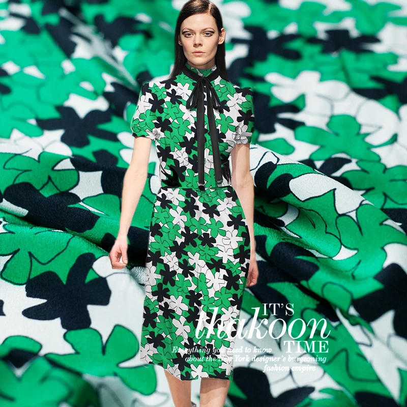 Перламутровый шелк 12momme зеленый цветочный принт крепдешин шелк тутового шелкопряда летнее платье рубашка Сделай Сам одежда ткани