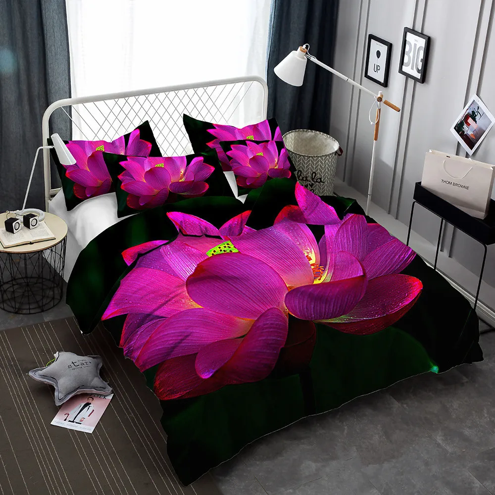 

Mystic Buddha Lotus Flower Bedding Set Comforter SingleQueen Super King 12 Size Quilt Covers Purple Linens 3d Butterfly Rose