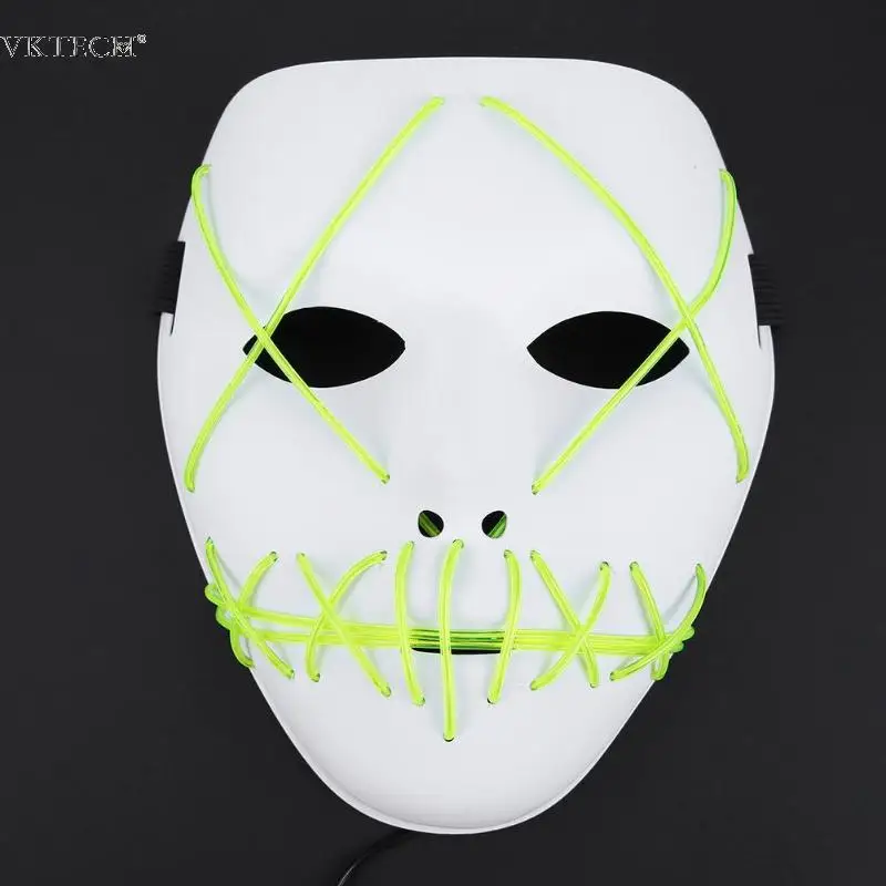 Halloween Mask Slit Mouth LED Light Up Cosplay Funny Glow Masks Party