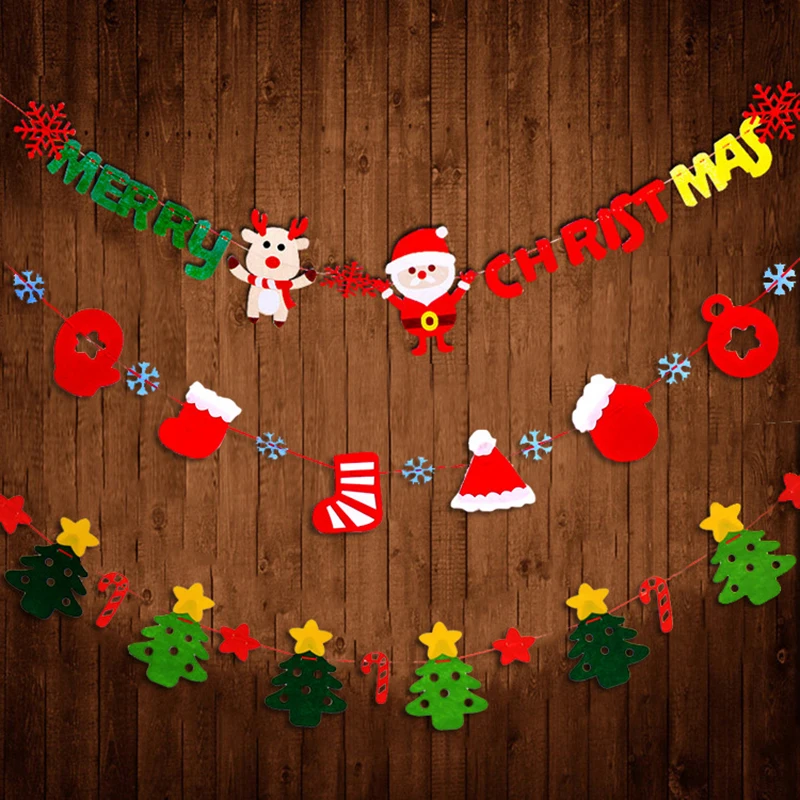 

Christmas Decoration Banner Flag New Year Party Decoration Santa Snowman Socks Parachute Flags Garlands Christmas Decor