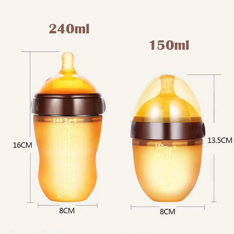 Силиконовая бутылочка для малышей, Антиколиковая воздушная вентиляция, широкая шея, натуральное кормление грудью бутылочка для кормления для новорожденных 0-36 месяцев, BPA бесплатно 270 мл