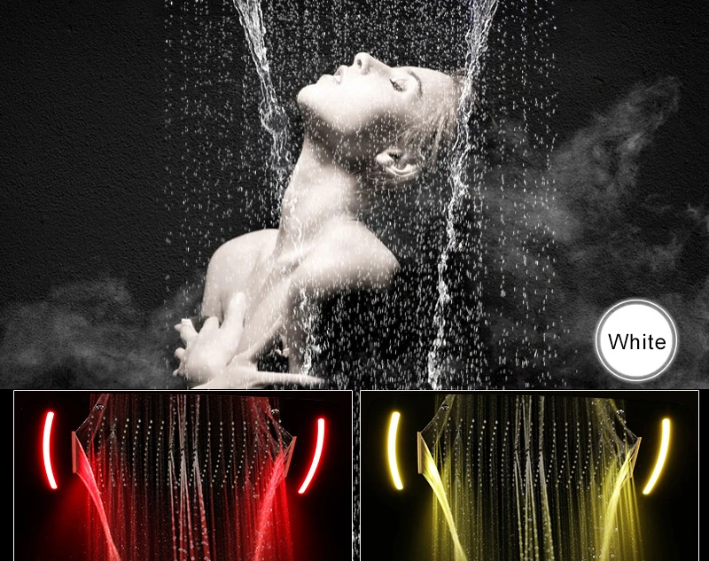 Bathroom Shower Set Accessories Faucet Panel Tap Thermostatic Mixer LED Ceiling Rainfall Shower jet System Led Mist Rain Shower (2)