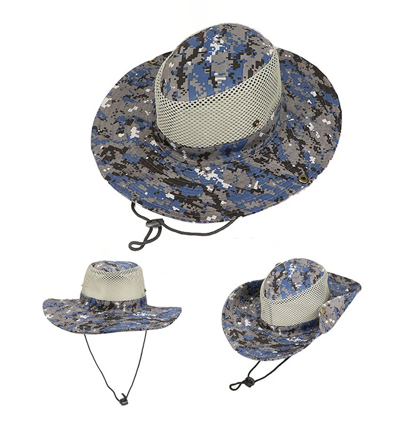 Fishing Camouflage Cap Camo Tactical Hat Sunshade Sea Beach Sun Hats  Outdoor Camping Tools Army Climbing Hiking Sport Panama (14)