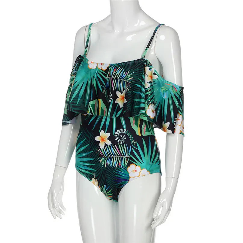 Women's One-shoulder Printed Swimsuit One Piece Swimsuit Bikin Beach Bikini Print Sexy Swimwear Female Swimsuit Fused J21 (12)