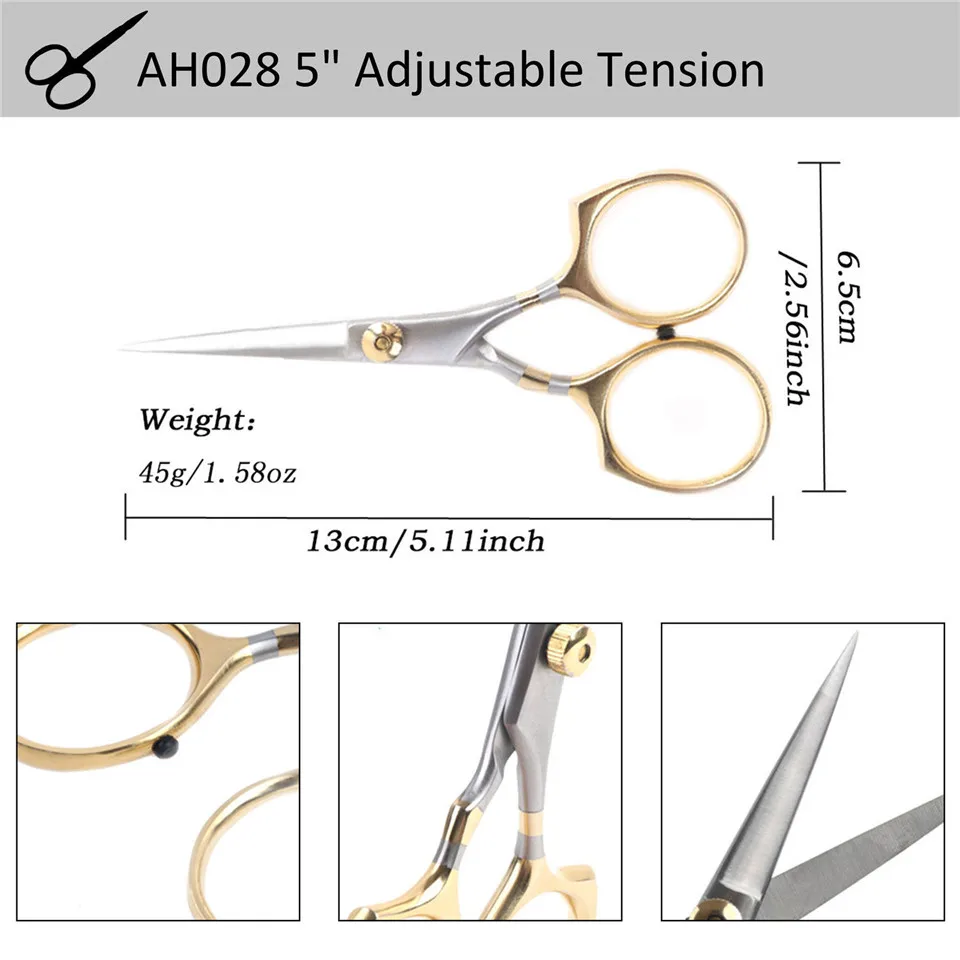 Maximumcatch Вольфрам/карбидные лезвия из нержавеющей стали рыболовные ножницы регулируемые зубчатые прямые ножницы для завязывания мушек - Цвет: AH028 5inch Tension