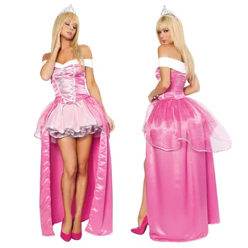 

Adult Women Girl Fairy Tale Sleeping Beauty Cosplay Dress+Crown Halloween Princess Aurora Costume