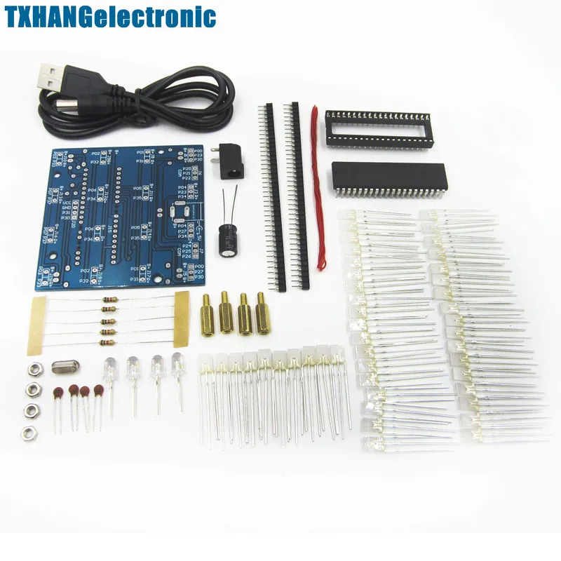 

4x4x4 3D LED Light Squared 2*5*7MM LED Cube LED Red/Blue Ray DIY Kit electronic