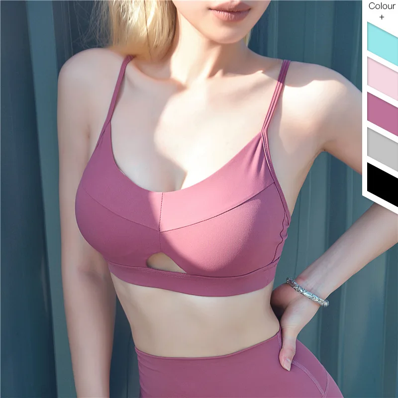 

Push Up Sports Bra Top High Support Running Padded Yoga Bra Workout Gym Strappy Brassiere Sport Women Fitness Activewear