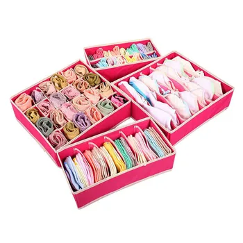 

Collapsible Non-Woven Storage Boxes Sets Underwear Organizador Ties Socks Shorts Bra Draw Divider Container