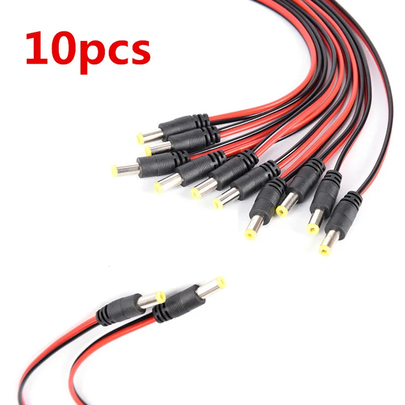 10PCS 5.5x2.1mm Black Pigtail Male Cable Plug For CCTV Camera LED Lights 12V DC Power Dc Cord Accessories | Обустройство дома