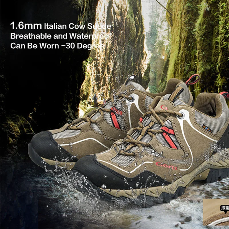 

Sipped From RU Clorts Men Climbing Shoes Cow Suede Sneakers Mens Waterproof Shoes Men Hiking Shoes HKL-826D