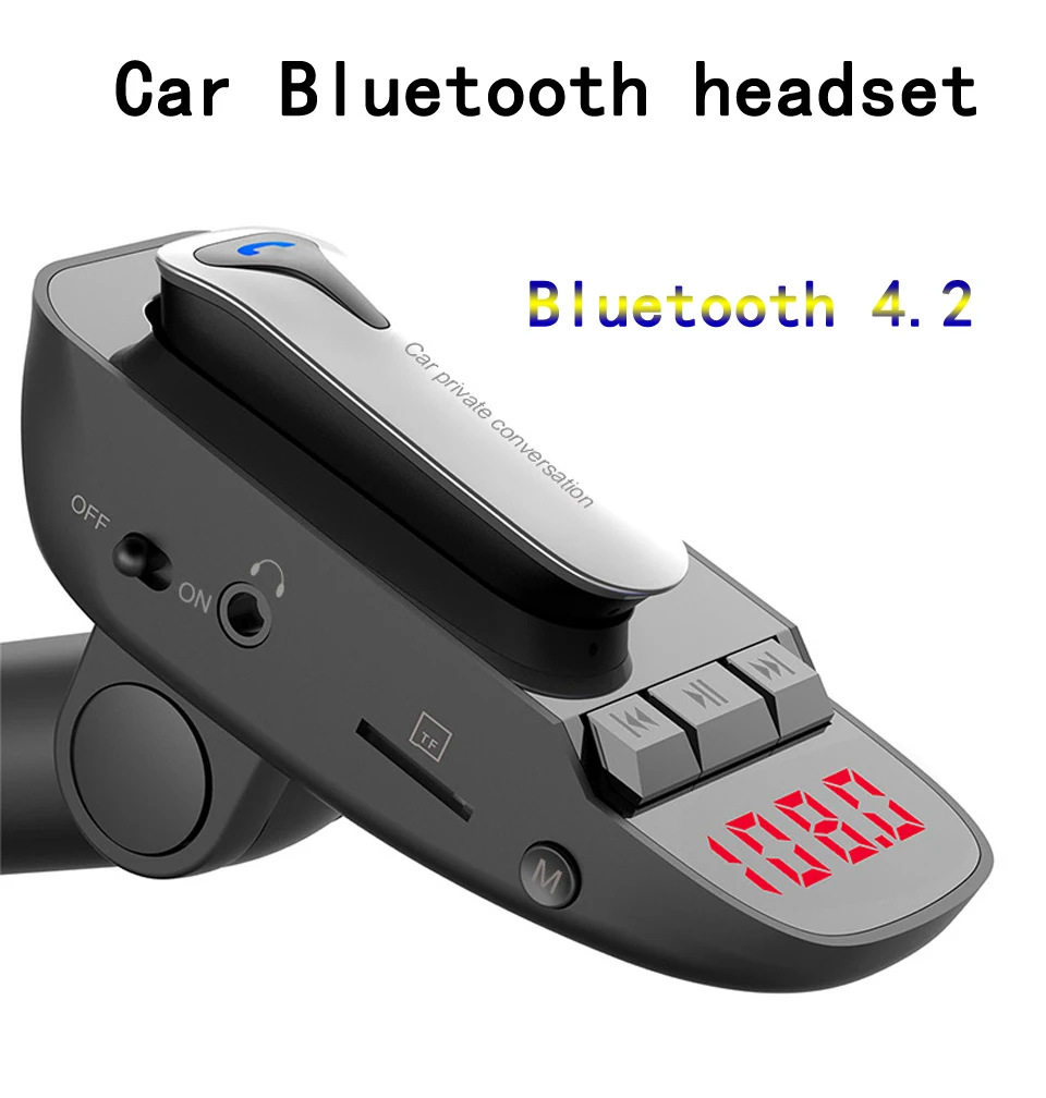 Съемная Bluetooth гарнитура, беспроводной fm-передатчик, Bluetooth автомобильный комплект, Handsfree MP3 плеер, двойное USB быстрое зарядное устройство, Радио адаптер