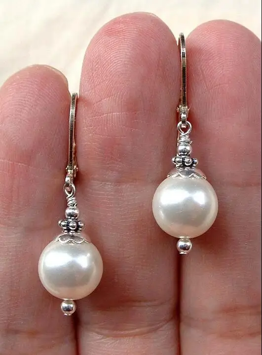 

Wholesale price 16new ^^^^925 STERLING SILVER BALI MOTHER OF PEARL PEARL LEVERBACK CHANDELIER EARRINGS