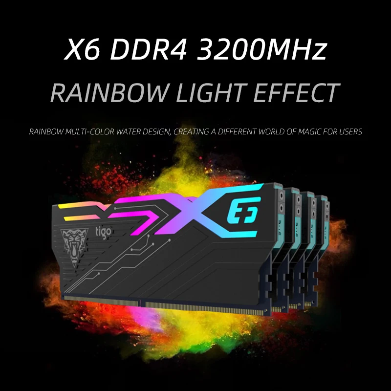 X6 Rainbow DDR4 3200 МГц 16 Гб(8 Гб* 2) игровая память для рабочего стола 288Pin 1,35 в XMP 2,0 ram RGB разгонная Память ram