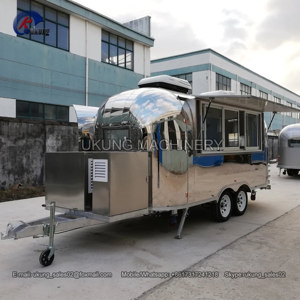 

Airstream style shiny stainless steel food trailer, mobile food cart