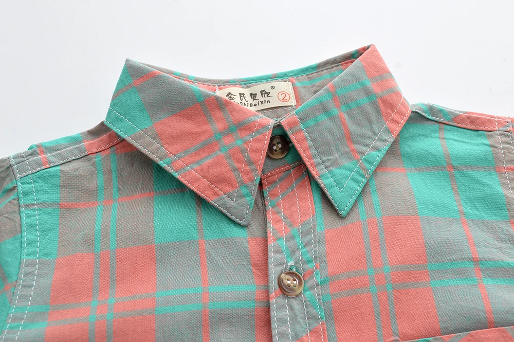 Коллекция года, Детская рубашка для мальчиков, весенне-осенне-летние блузки с длинными рукавами для девочек блузка для девочек из хлопка детские рубашки в клетку, От 2 до 8 лет