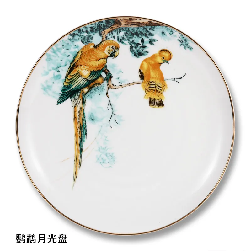 Серия животного леса, элегантная обеденная тарелка, европейская роскошная декоративная тарелка с животными, подарок, Золотая тарелка ручной работы - Цвет: B