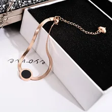 YUN RUO, Новое поступление, браслет-цепочка в виде змеи, женский подарок на день рождения, розовое золото, цвет, модные ювелирные изделия из титана и стали, никогда не выцветают