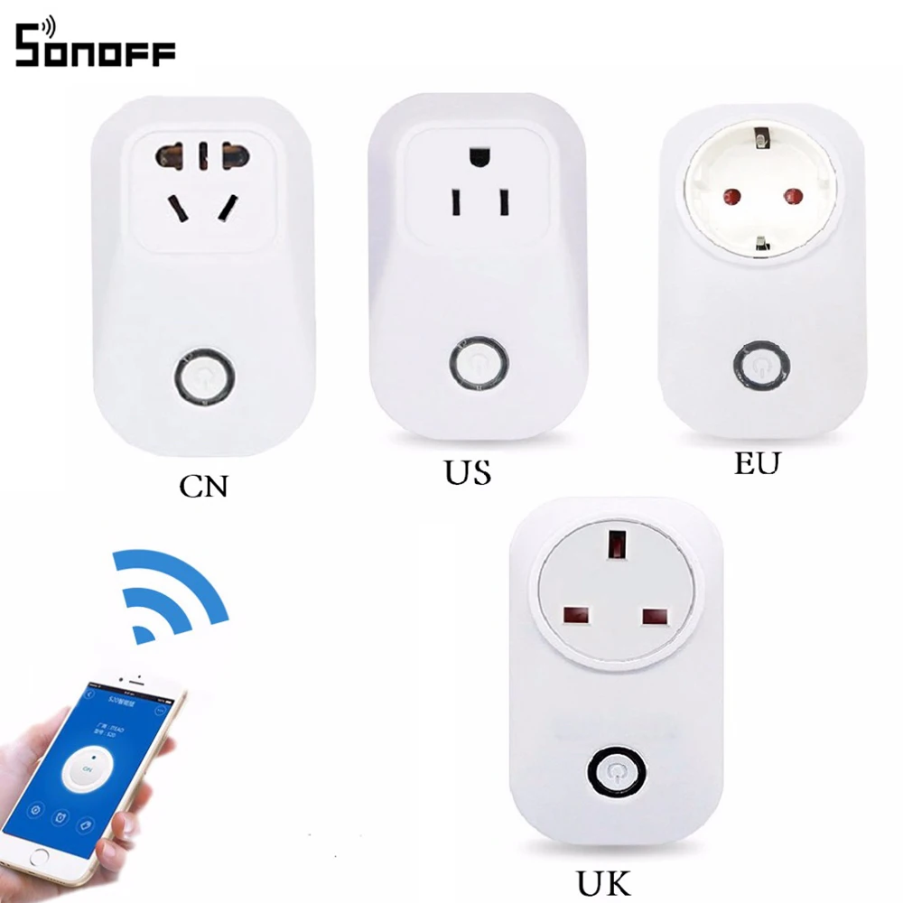 Itead Sonoff S20 умная розетка Wifi, переключатель CN, UK, US, EU, вилка, пульт дистанционного управления, розетка, переключатель синхронизации для умного дома, автоматизация