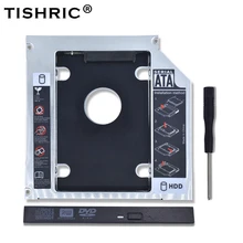TISHRIC Универсальный алюминиевый 2nd HDD Caddy 12,7 мм SATA 3,0 DVD адаптер для 2,5 ''7-12,5 мм SSD чехол Корпус CD-ROM Optibay