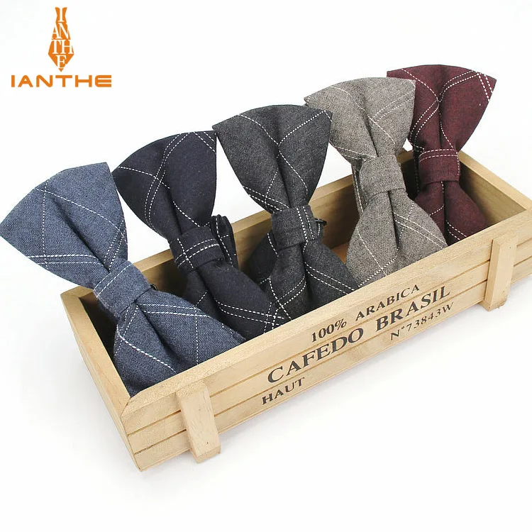Новый Мужской винтажный галстук бабочка Ianthe из хлопка в клетку для свадебного