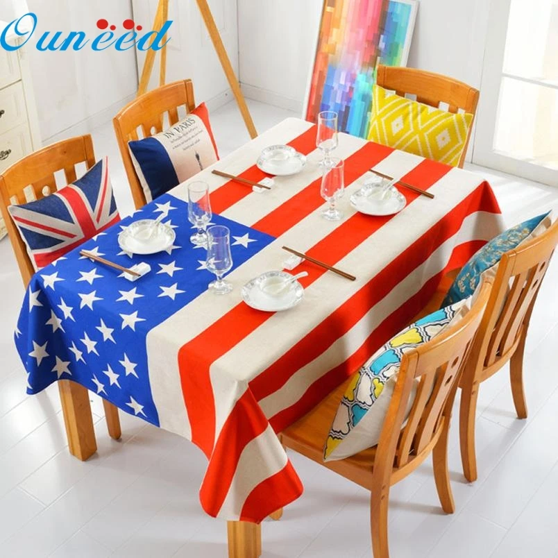 

DC 15 Mosunx Hot Selling Drop Shipping American Flag Pattern Table Cloth Tablecloth Thick Cotton linen Tablecloth Soft