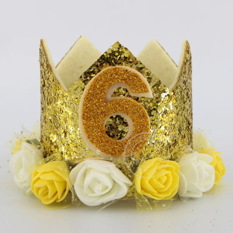 Счастливые шляпы для празднования первого дня рождения, декоративная крышка, один праздничный колпак, корона принцессы, 1-й 2-й 3-й год, детский аксессуар для волос - Цвет: gold hat 6