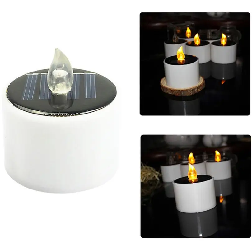 1Pcs Solar Powered LED Candles Flameless Electronic Solar LED Tea