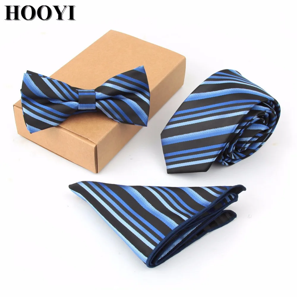  Slim Ties for men Party Neck Tie Set Bowtie Pocket square Handkerchief Wedding Gift Necktie Butterf