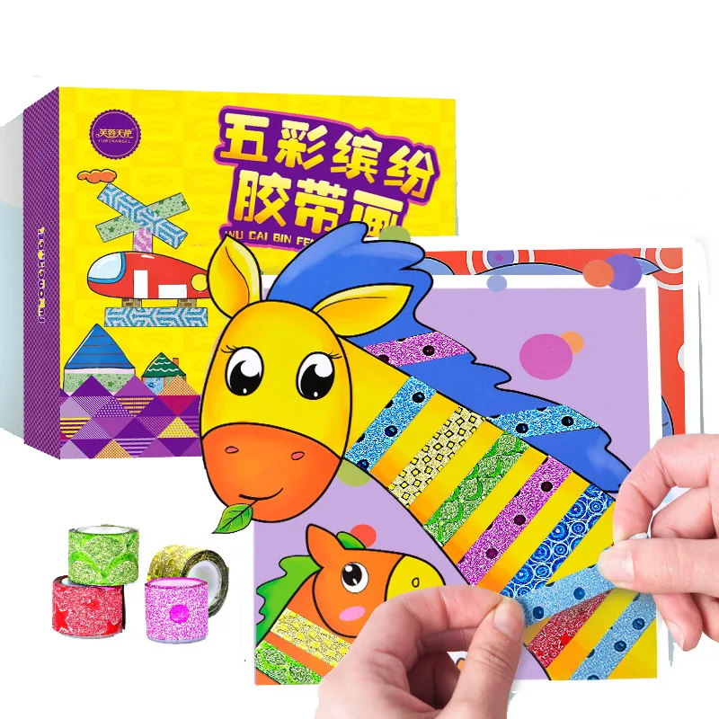 

10 Sheets Children Colorful Tapes DIY Craft Toy Kids Creative Handmade Tape Sticker Toy for Cartoon Animals Drawing Craft Kit