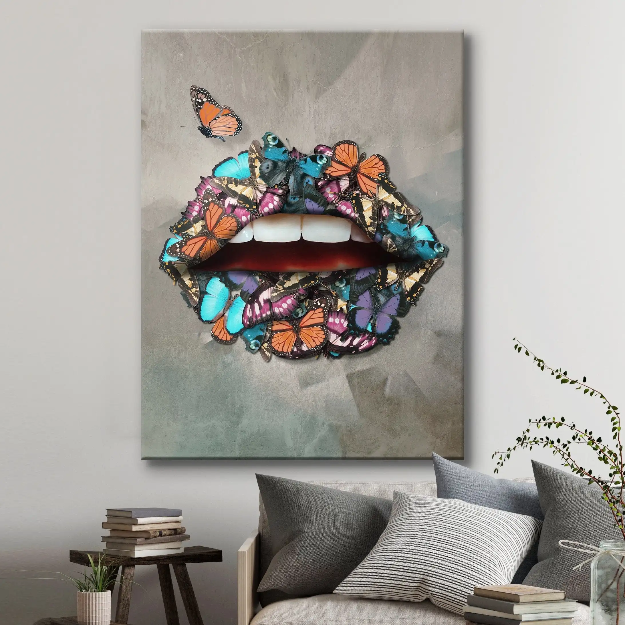

1 Piece printed Painting Butterfly Lips Canvas Art Canvas Wall Art