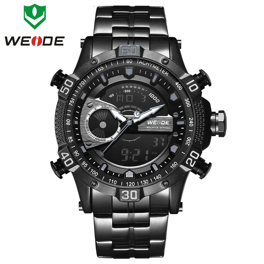 

WEIDE Brand Men Sports Watches Men's Multifunction Watch Analog LED Digital Business Steel Quartz Wristwatch Relogio Masculino