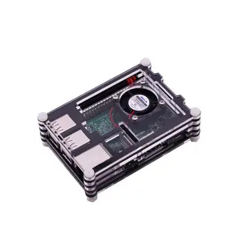 

50pcs/lot For Raspberry Pi 3 Enclosure Case 9 layer Acrylic Cover Shell with Cooling Fan for Raspberry Pi 3 Model B+ Plus