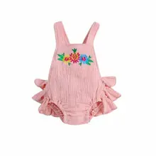 NewbornCute/костюм для новорожденных девочек от 0 до 18 месяцев спортивный комбинезон с вышитыми цветами летний повседневный комплект одежды с открытой спиной