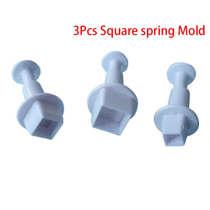 

3Pcs Square Spring Embossing Mold Turn Over Sugar Cake Decoration Baking Biscuit Cutting Die Plunger Fondant Cookie Chocolate