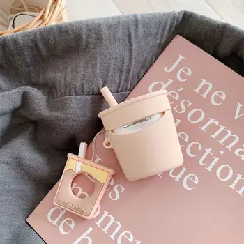 

Fashion Cute Pearl Milk Tea Cup Soft Silicone Protective Cover Shockproof Case Skin for Airpods 1/2 Charging Box