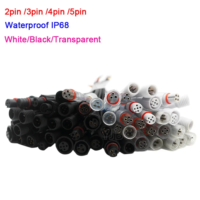 

Wholesale 5~50 pairs Male to Female 2pin 3pin 4pin 5pin led Connector Waterproof IP68 Cable for LED Strips Light