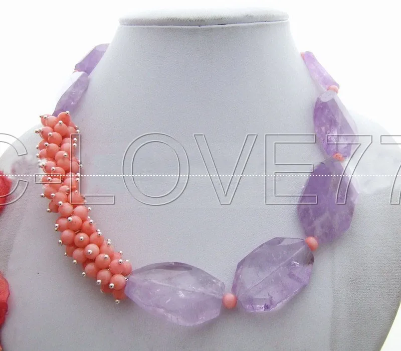 

purple crystal&Coral Necklace