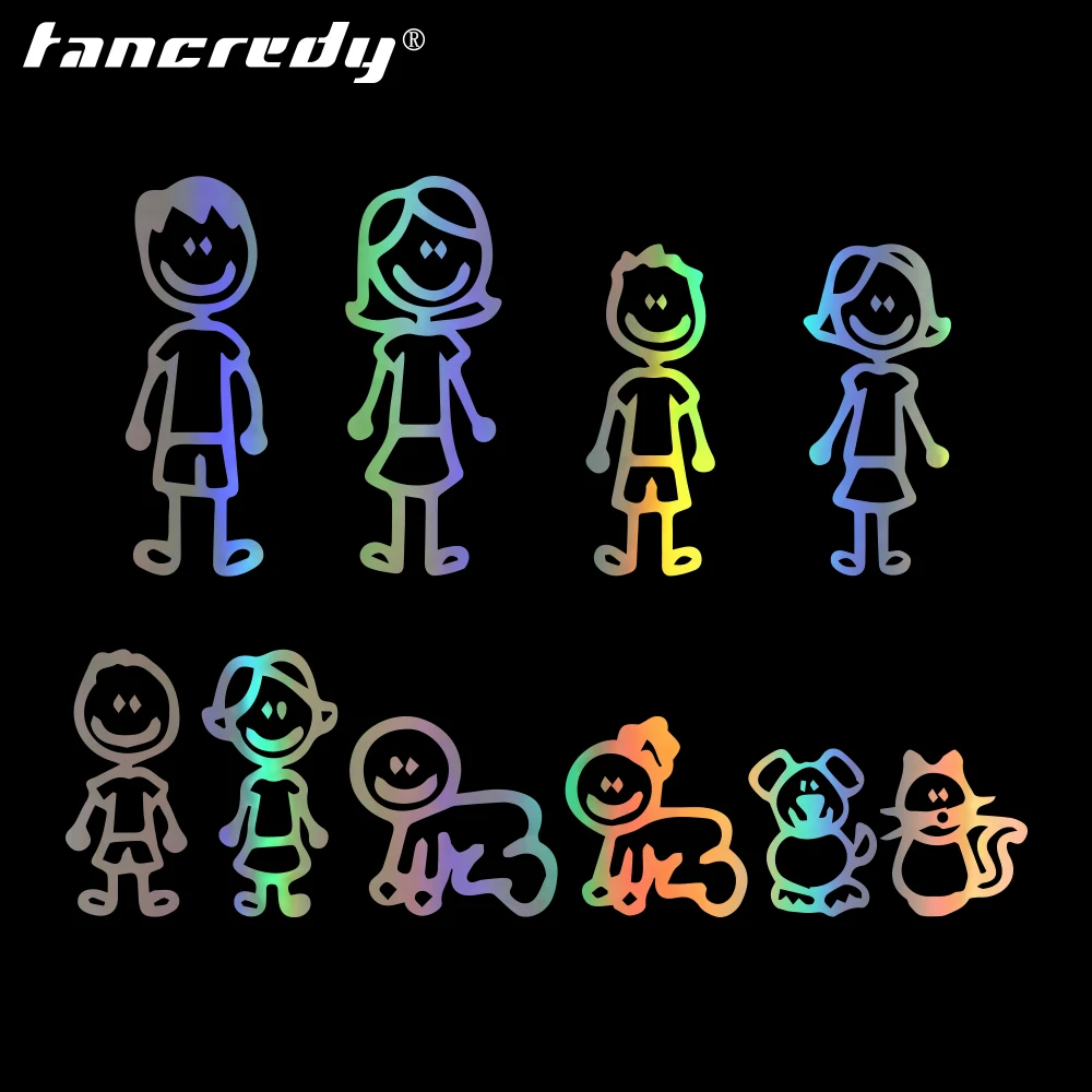 Tancredy 1 шт. 38 3*29 5 см 3D мультфильм наклейки для автомобиля Большой Семейный комплект