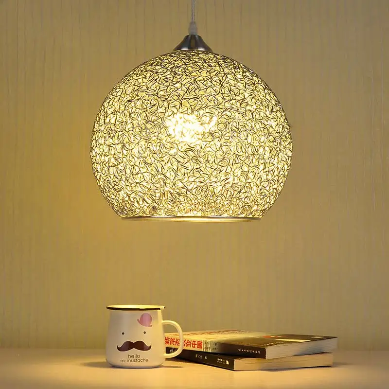 Modern Pendant Light Dining Room Restaurant Kitchen Lamp Silver Aluminum Lampshade Decoration Home Fixture E27 110-220V new rope lamp modern country pendant light restaurant kitchen dining room black iron flaxen fabric lampshade decor e14 110 240v