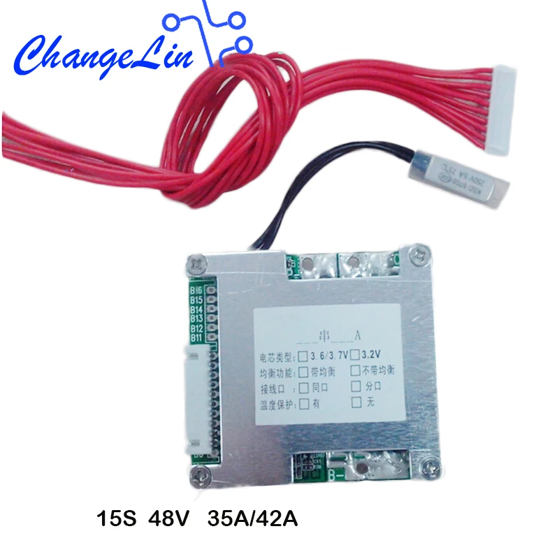 

15S 48V 35A/42A Li-ion Lipo Lifepo4 Lithium Battery Protection Board with Balance and Temperature Control BMS PCB for EV Ebike