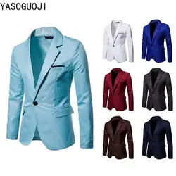 YASUGUOJI 2019 Весна smart casual одной кнопки мужчины пиджак моды сплошной цвет Тонкий Мужские костюмы Пиджаки мужские balzers L035