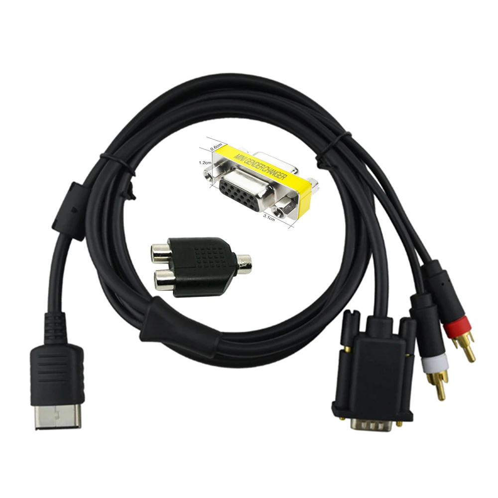 New High Definition VGA Cable RCA Sound Adapter HD Box PAL NTSC Cable For SEGA Dreamcast Video Games Console