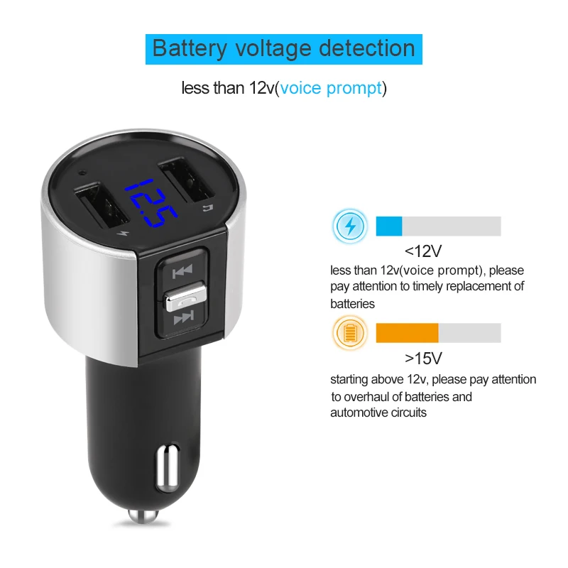 FISHBERG Handsfree USB Wireless Car Mp3 Fm Transmitter Bluetooth Modulator Car Kit With Dual USB Port For Phone Fm Modulator