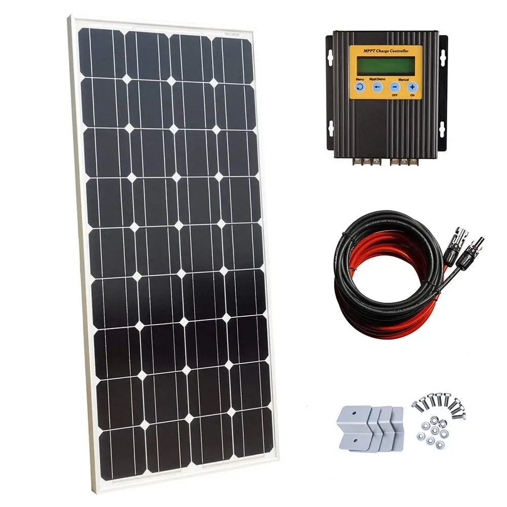 

100W 18V Monocrystalline Solar Panel Power System 20A Mppt Solar Charge Controller Solar Charger for 12V Battery