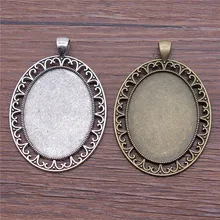 WYSIWYG 3 adet 30x40mm iç boyutu Vintage antik bronz antika gümüş renk Metal alaşım Cameo Cabochon bankası ayar